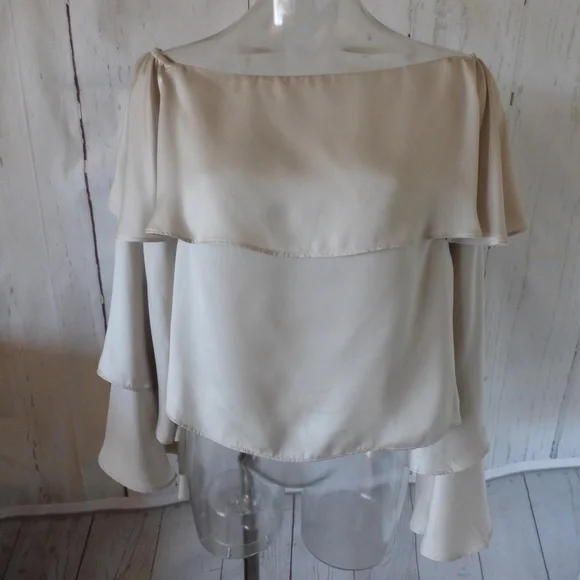 Leith Off the Shoulder Silky Ruffle Top M - Picture 5 of 7